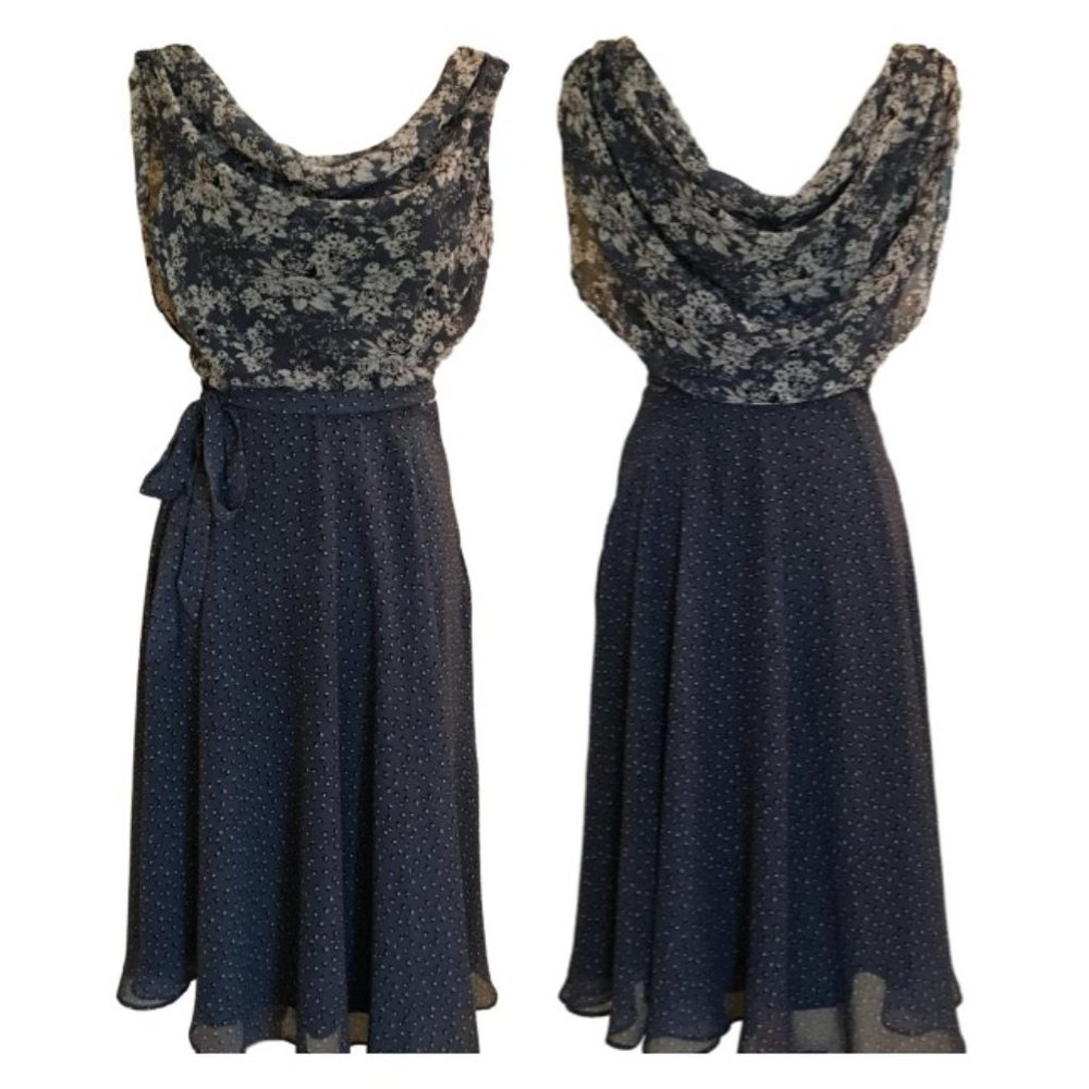 Prelude Smokey Blue Floral Dress - Size 6